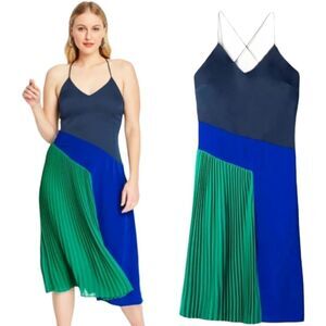 Women's Pleated Dress -CUSHNIE -black/Blue…